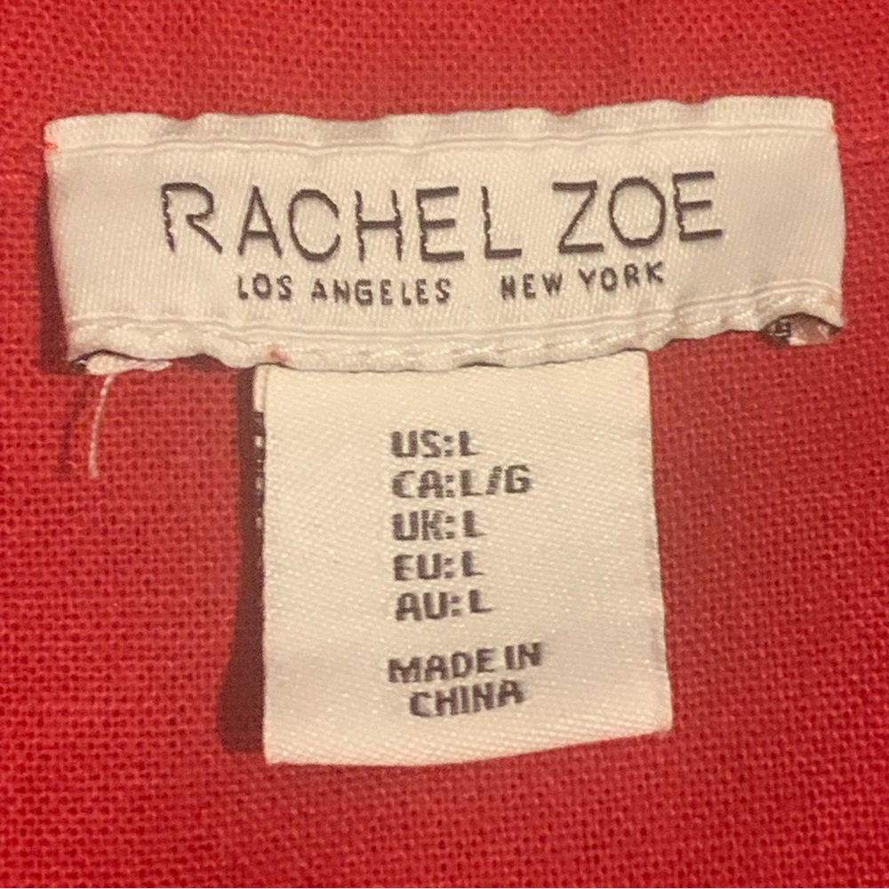 Rachel Zoe Red Zip-Up Linen Casual Utility Style Jacket Sz Large (never worn) - Picture 14 of 14